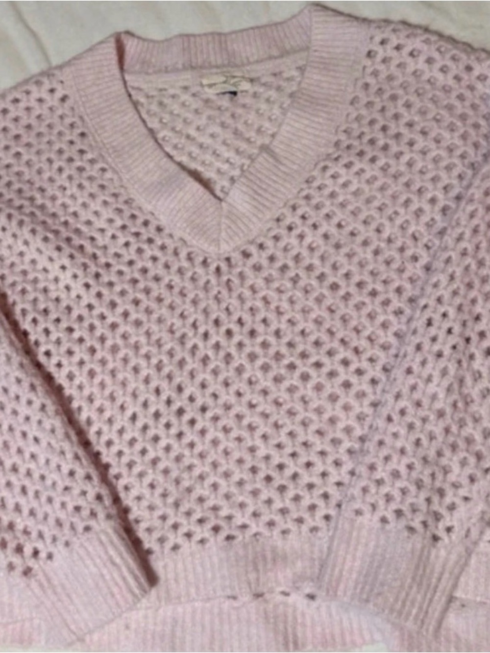 Universal thread Light Pink Open Knit V-Neck Sweater
